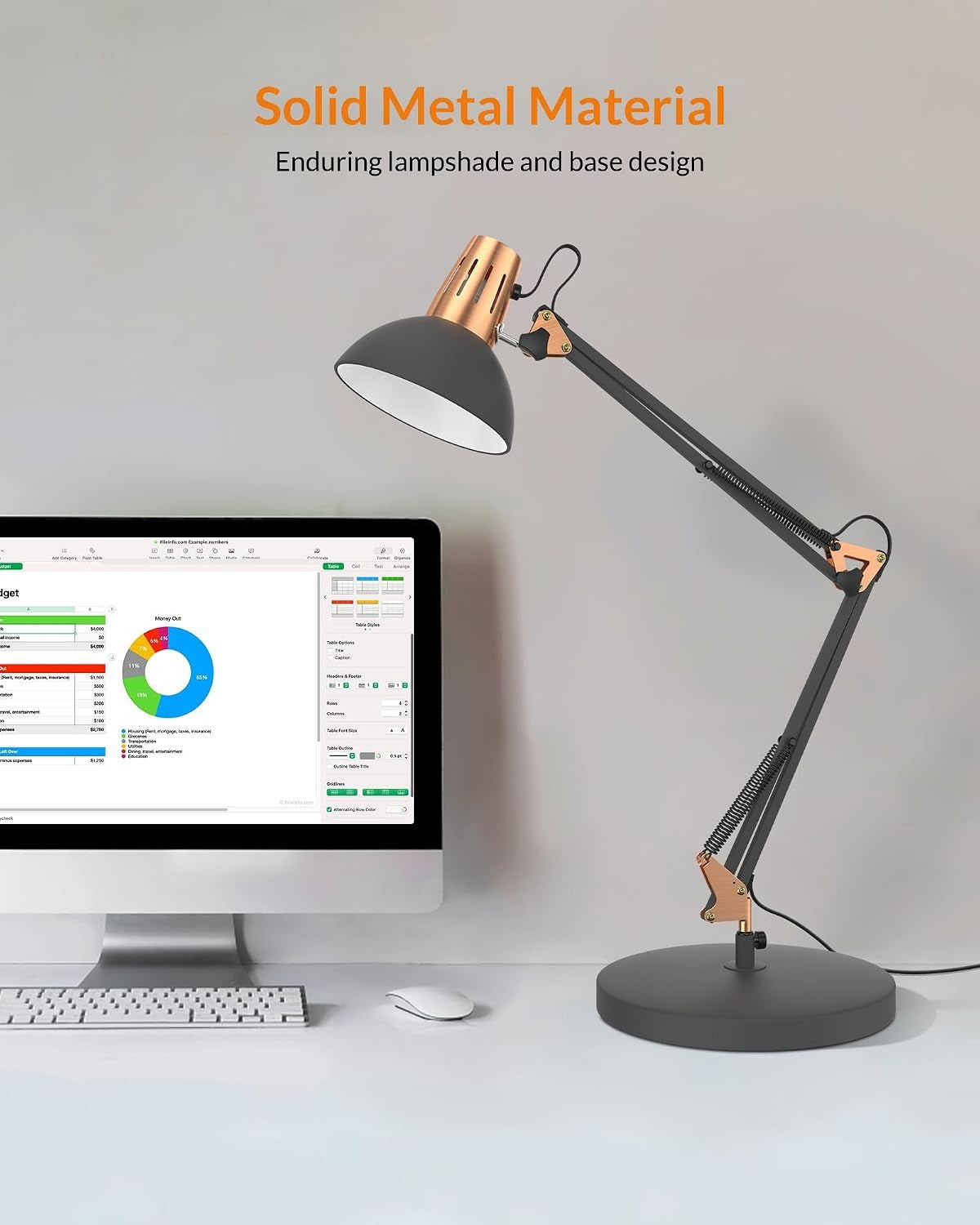 Metal Clamp Swing Arm Desk Lamp