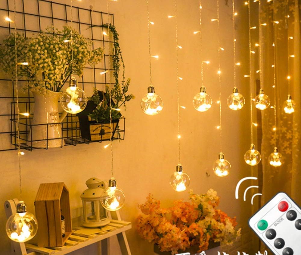 138LED Globe Curtain String Lights