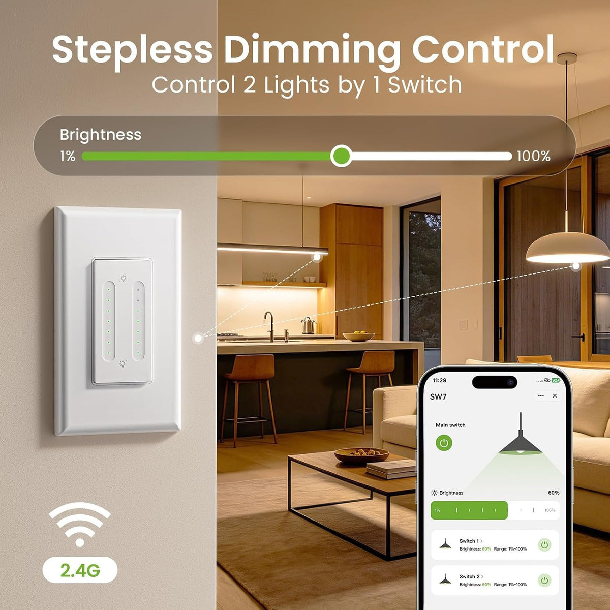 Smart Dual Dimmer Light Switch