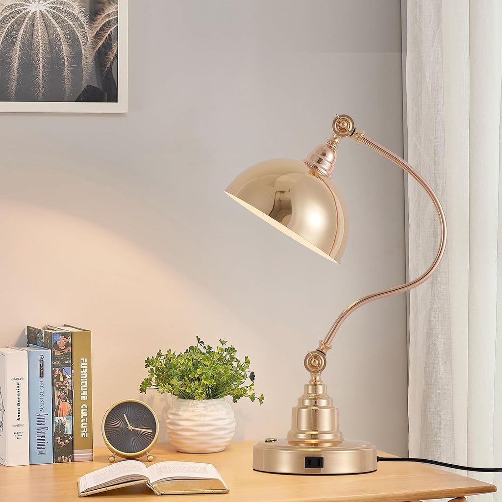 Touch Control French Gold Swing Arm Desk Lamp