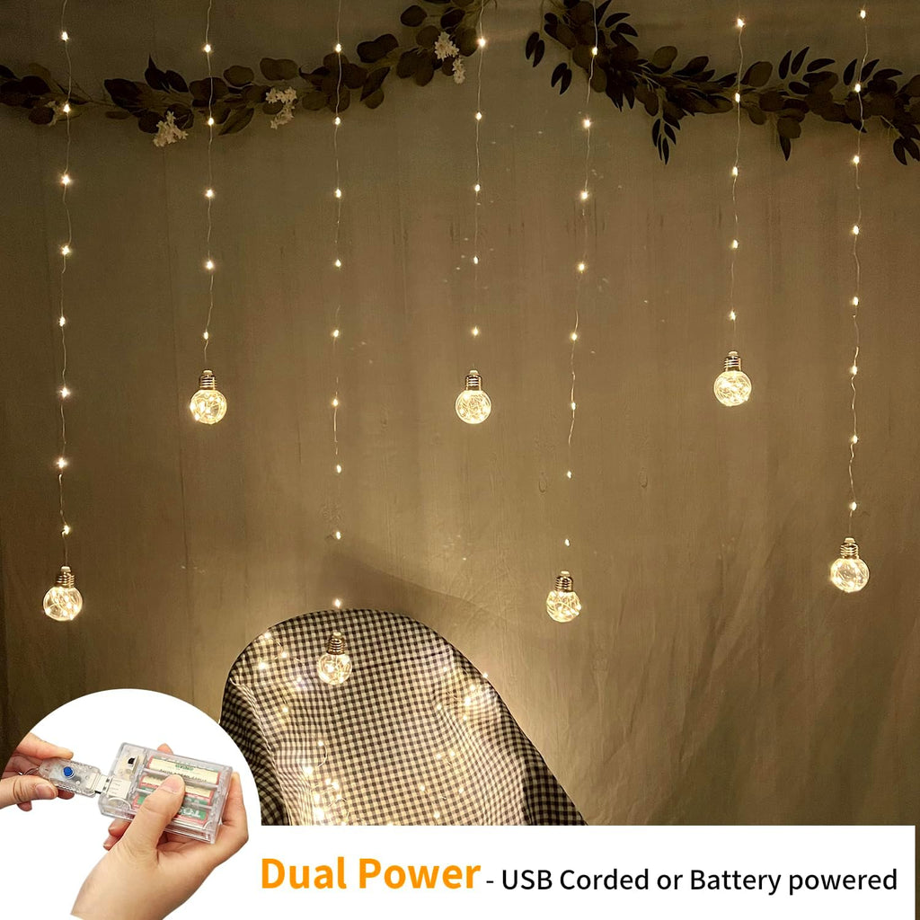 200 LED Warm White Curtain String Lights