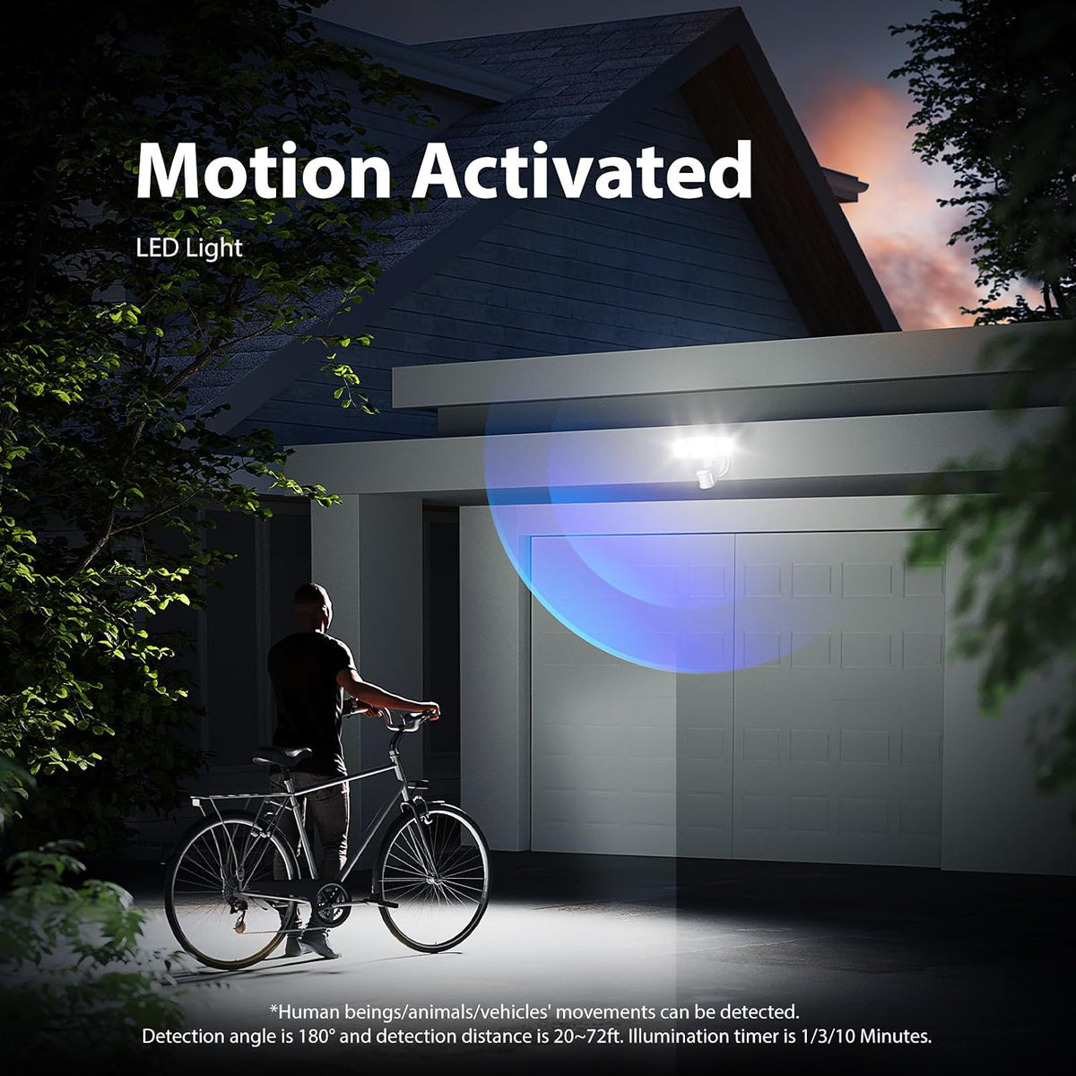 2 Pack 100W Motion Sensor Outdoor Flood Lights