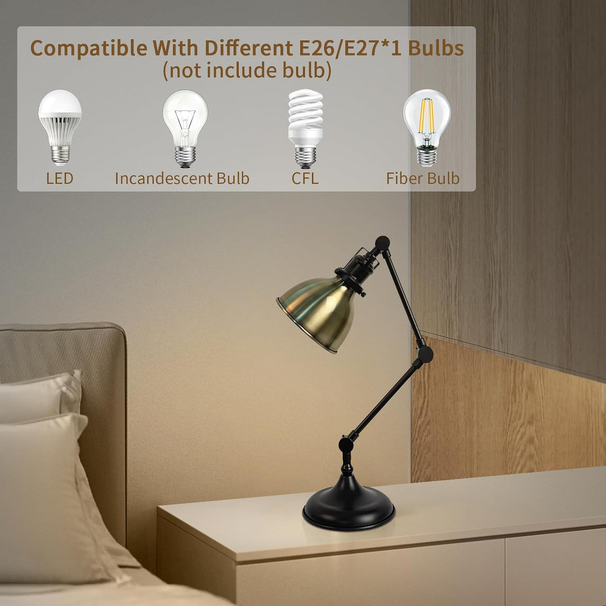 Adjustable Metal Swing Arm Desk Lamp