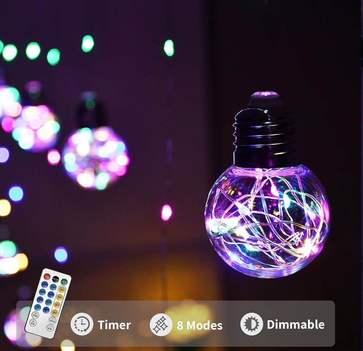 200 LED Multicolor Curtain String Lights