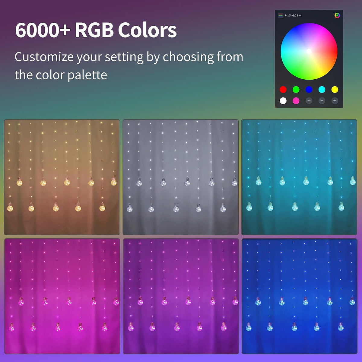 Color‑Changing Wishing Ball Curtain Lights