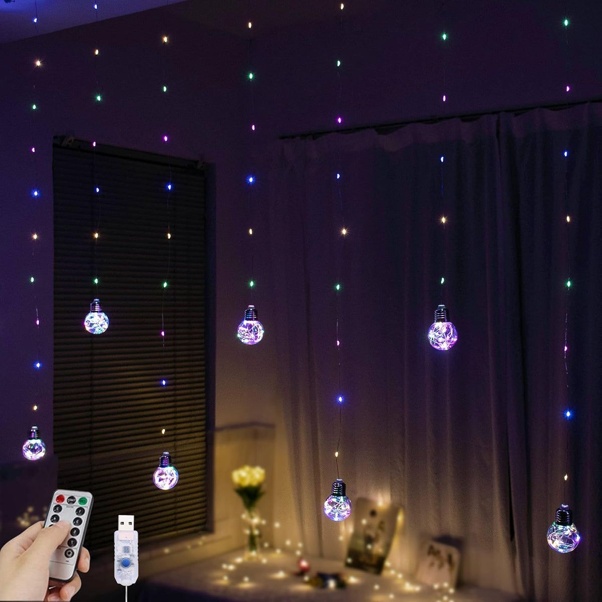 200 LED Multicolor Curtain String Lights