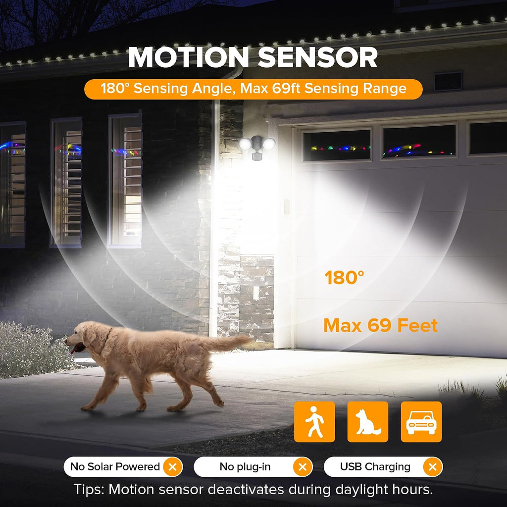 32W Black Motion‑Sensor Security Flood Ligh