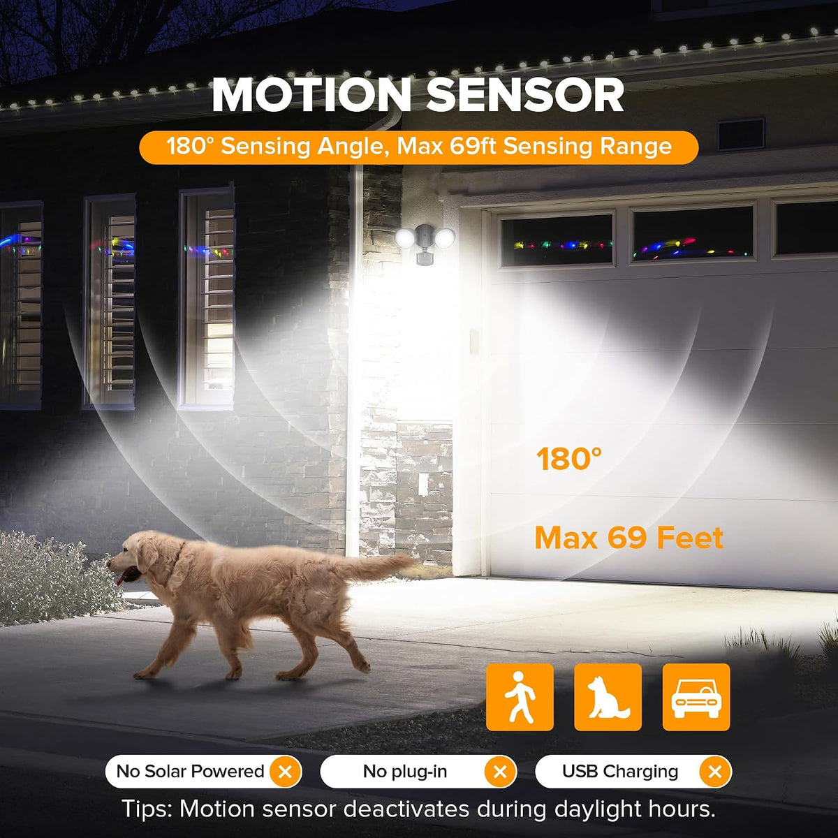 32W Black Motion‑Sensor Security Flood Ligh