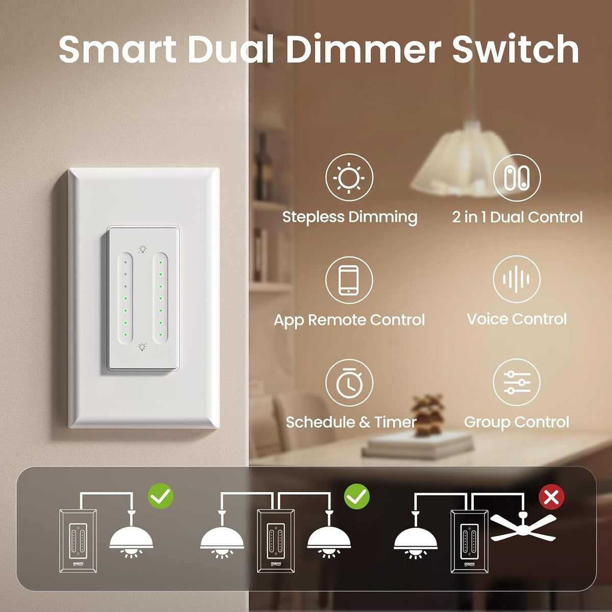 Smart Dual Dimmer Light Switch