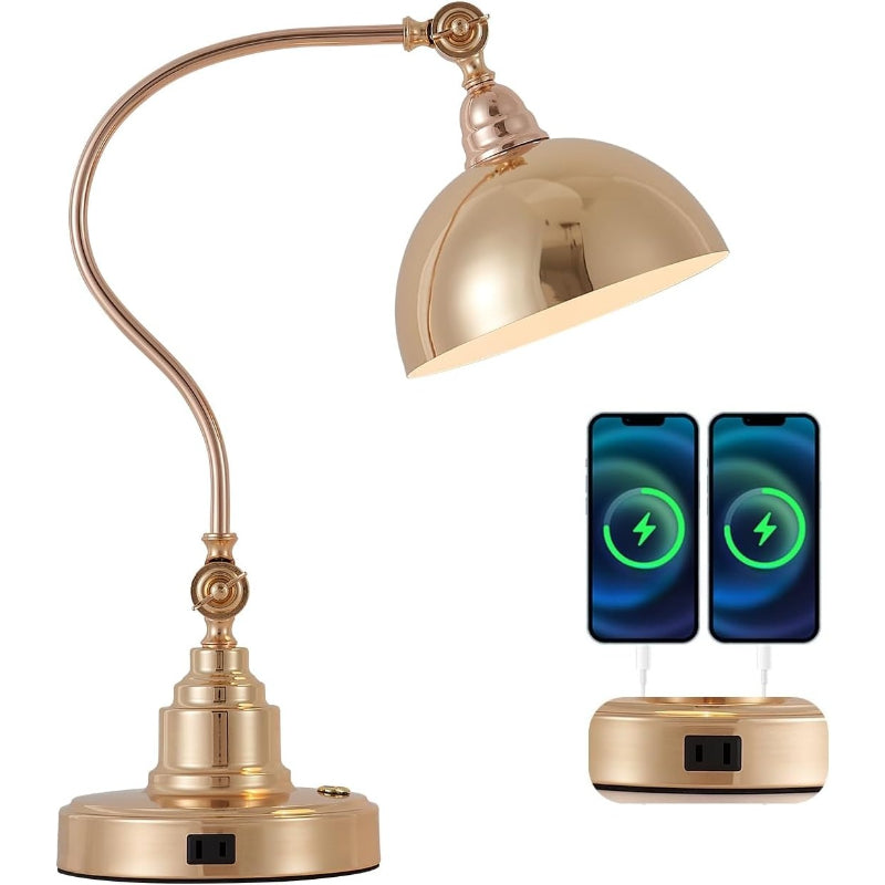 Touch Control French Gold Swing Arm Desk Lamp