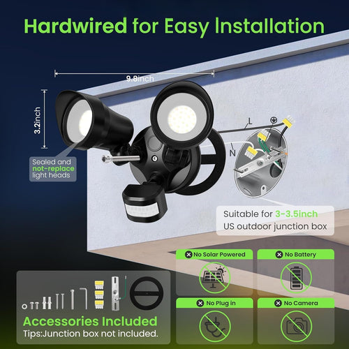 30W 3CCT Motion‑Sensor Security Light